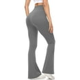thumbnail image 5 of Aboser Womens High Waist Flare Yoga Pants Tummy Control Bootcut Leggings Seamless Crossover Workout Pants Stretchy Wide Leg Gym Trousers Gray, 5 of 8
