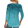 thumbnail image 7 of SOOMLON 3/4 Sleeve T Shirts for Women Petite Tunic Cotton Tops Casual Crew Neck Shirts Cute Flowers Graphic T Shirts 2025 Trendy Spring Summer Ladies Tops Loose Fit Y2k Basic Outfits Pullover Blue M, 7 of 7