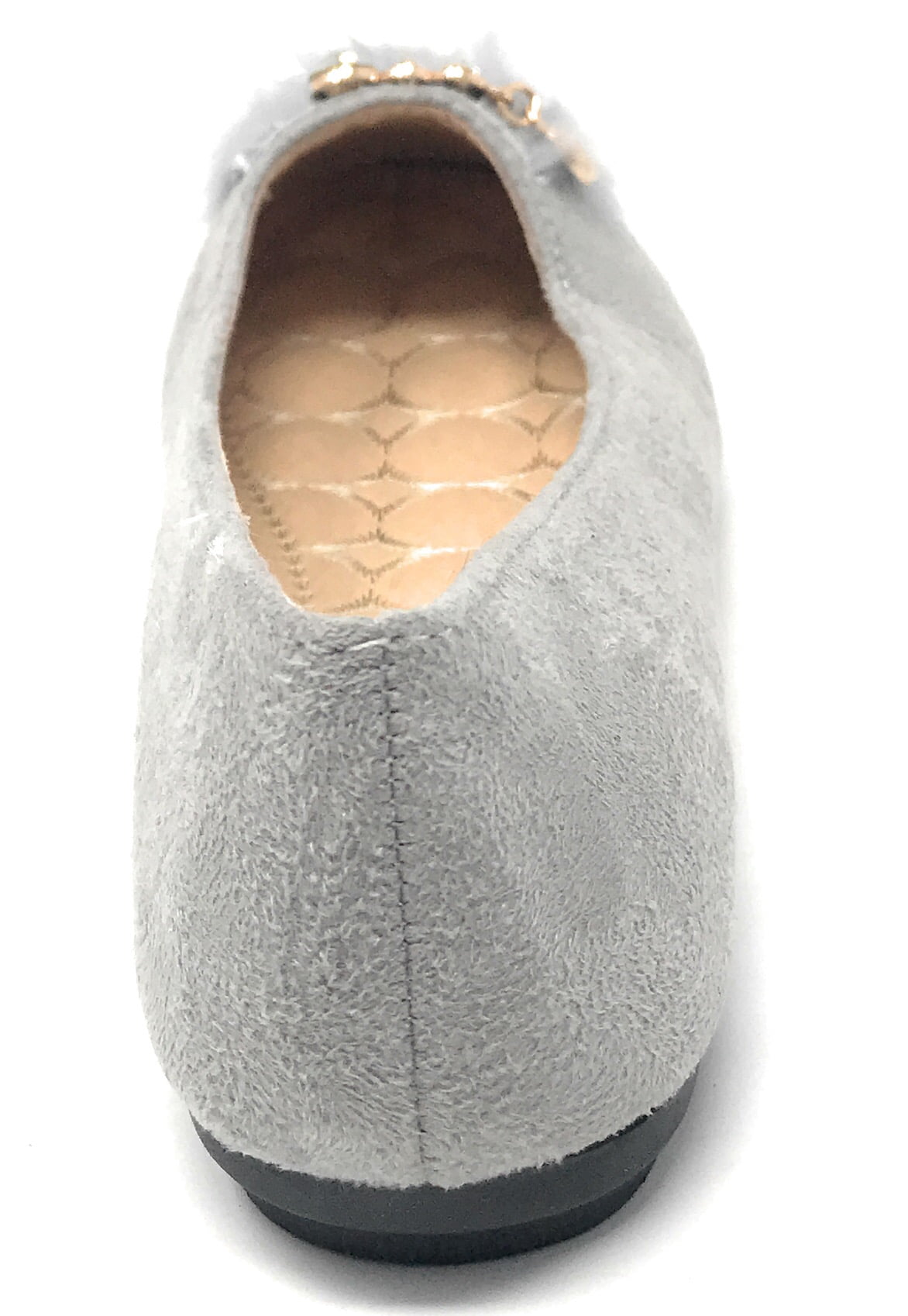 Victoria K Women's Faux Fur With Rhinestone Ballerina Flats