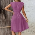 thumbnail image 5 of Womens Summer Boho Maxi Dress Casual 2026 V Neck Eyelet Dresses Flowy Vacation Beach Sundress Purple XL, 5 of 6