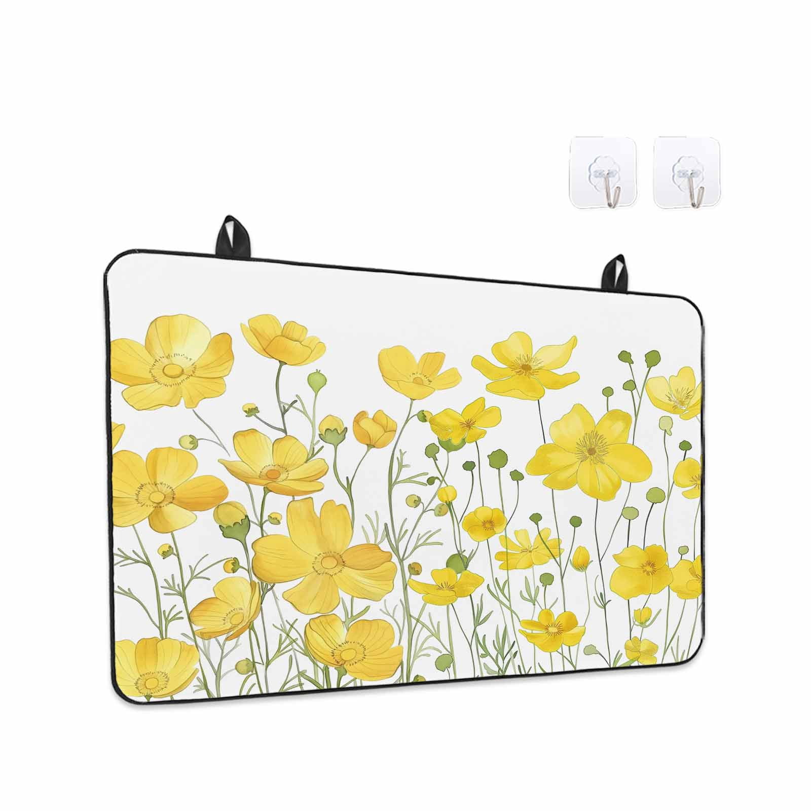 Yellow Daisy Stove Top Cover for Electric Stove, Heat-proof & Non Slip Glass Top Stove Cover Protector, Spring Floral Summer Botanical Watercolor Kitchen Flat Cooktop Rubber Mat 28.5x20.5 Inches