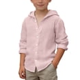 thumbnail image 5 of Gunia Boys T Shirts Button Down Shirt Long Sleeve Casual Summer Breathable Solid Beach Blouse Kids Hooded Tee Tops Pink 10-11 Years, 5 of 5