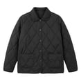 thumbnail image 5 of Byworldtasic Womens Lightweight Quilted Jacket Fall Button Down Puffer Jackets Loose Fit Stand Collar Warm Coats, 5 of 5
