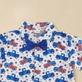 thumbnail image 6 of HCNTES Toddler Baby Boy 4th Of July Outfit Short Sleeve American Flag Bow Tie Button Down Shirt Top Shorts 2Pcs Set, 6 of 6