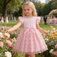 thumbnail image 7 of RMGVDSD Toddler Flower Girl Dress Girls Summer Dress Ruffle Sleeves Tulle Dresses Bowknot Tutu Birthday Princess Dresses Party Sundress 7-8 Years, 7 of 7