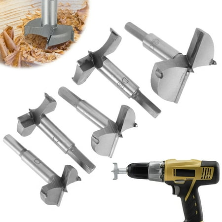 

5Pcs Hinge Hole Drill Bit 40/45/50/60/70mm Carbide Hinge Cutter Tool Large Size Hole Saw Auger Opener Cabinet Hinge Installation Woodworking Tool for Wood Plastic Plywood