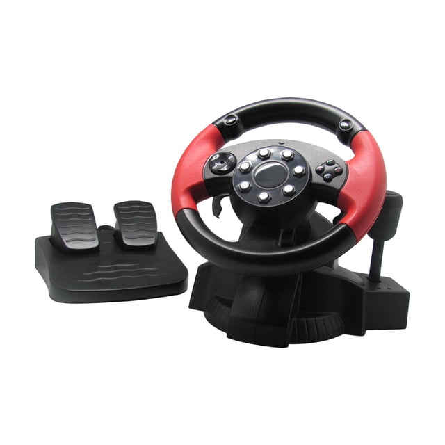 Volante de carreras para juegos, volante de carreras con pedales de piso Función de automático Volante de carreras con cable, volante de CUTICAT Rueda de carreras para juegos