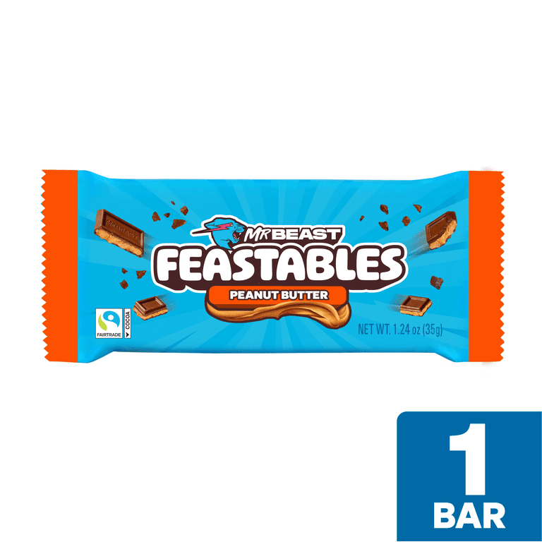 Feastables MrBeast Creamy Peanut Butter Milk Chocolate Bar, 1.24
