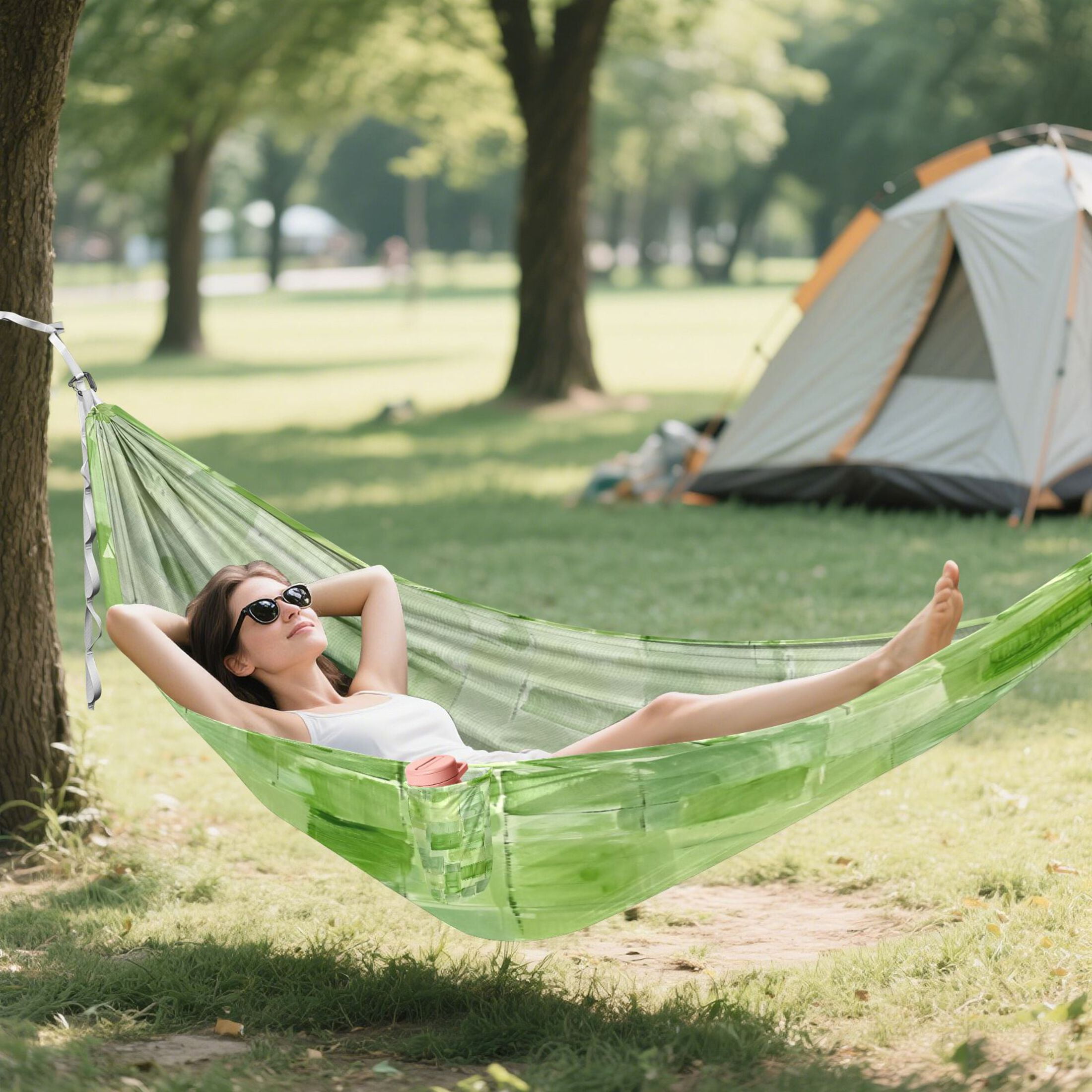 Hammock Camping Hammock Nylon Portable Hammock Travel Camping Hammock Green Square