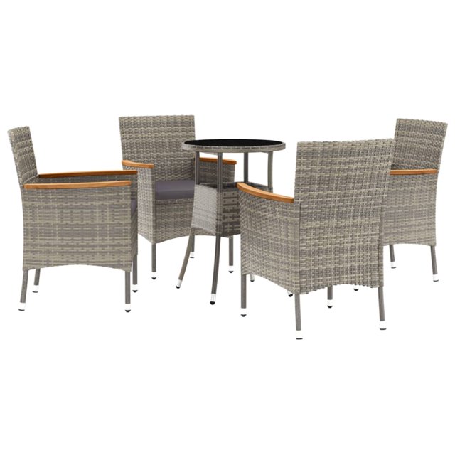 vidaXL Patio Bistro Set with Cushions Outdoor Wicker Furniture Poly Rattan