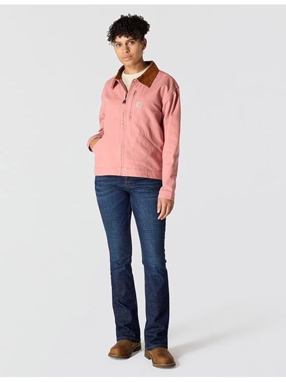 106208-P54 Rugged Flex Loose-Fit Canvas Detroit Jacket for Ladies, L, Rose Tint