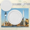 thumbnail image 3 of Ambesonne Landscape Place Mats Set of 4, New York City Skyline, Standard Size, Pale Blue Orange, 3 of 6
