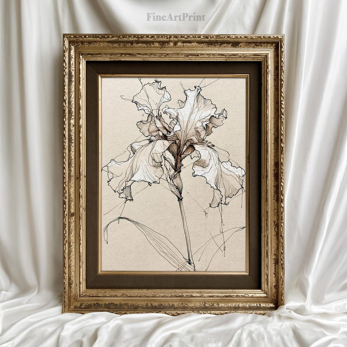 Vintage Iris Wall Art Print Antique Botanical Flower And Cottagecore Wildflower Decor
