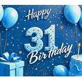 thumbnail image 4 of Blue Themed 31st Birthday Banner with Balloons Cake and Gift Background Party Decoration Photography Prop Backdrop for Birthday Party Celebrations Decorations Happy Birthday Event Supplies, 4 of 8