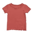 thumbnail image 2 of XXWXYD Girls Summer Short Sleeve T-Shirts Ribbe Tops for Girls Knit Crew Neck Short Sleeve Shirts Lettuce Trim T Shirts Casual Slim Fit Summer Shirt Basic Solid, 2 of 8