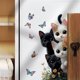 thumbnail image 1 of Adhesivos de pared con dibujos animados de gatitos y gatos con mariposas, 40 x 60 cm, 1 of 3