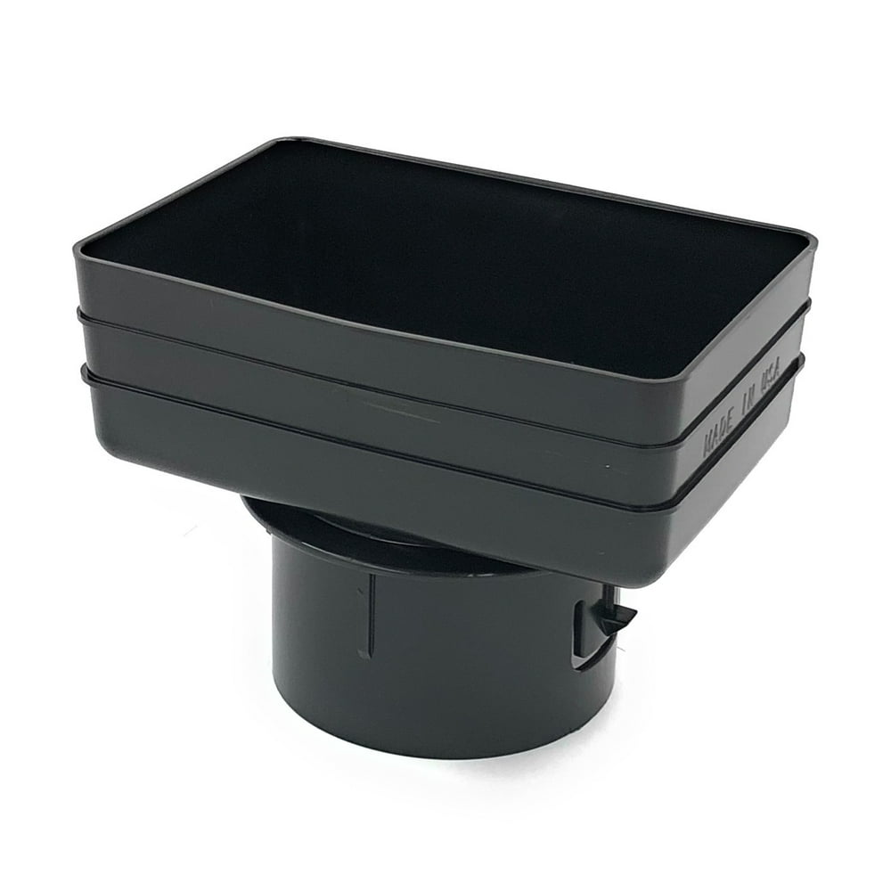 Plastic Universal Downspout to Drain Tile Adapter (4X6X4, Black