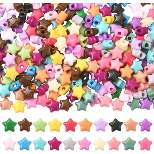 700 cuentas acrílicas en forma de estrella con agujeros, 20 colores, opacas, de plástico, para decorar fiestas de cumpleaños, espaciadores sueltos, a granel.