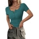 thumbnail image 1 of Remera PRETTYGARDEN Ajustada de Punto Acanalado con Cuello Henley y Botones M, 1 of 7
