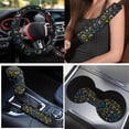 thumbnail image 3 of Yuyamidu Colorful Sun and Moon Car Seat Cover Set with Carpet Mats Steering Wheel Cover Seat Belt Strap Pads Cup Holder Gear Shift Knob Cover Set, 3 of 6