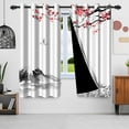 thumbnail image 2 of Lfeey Blackout Landscape Curtains, Japanese Ink and Plum Blossom Curtain, 2 Pcs, White, 42x72inch, 2 of 5