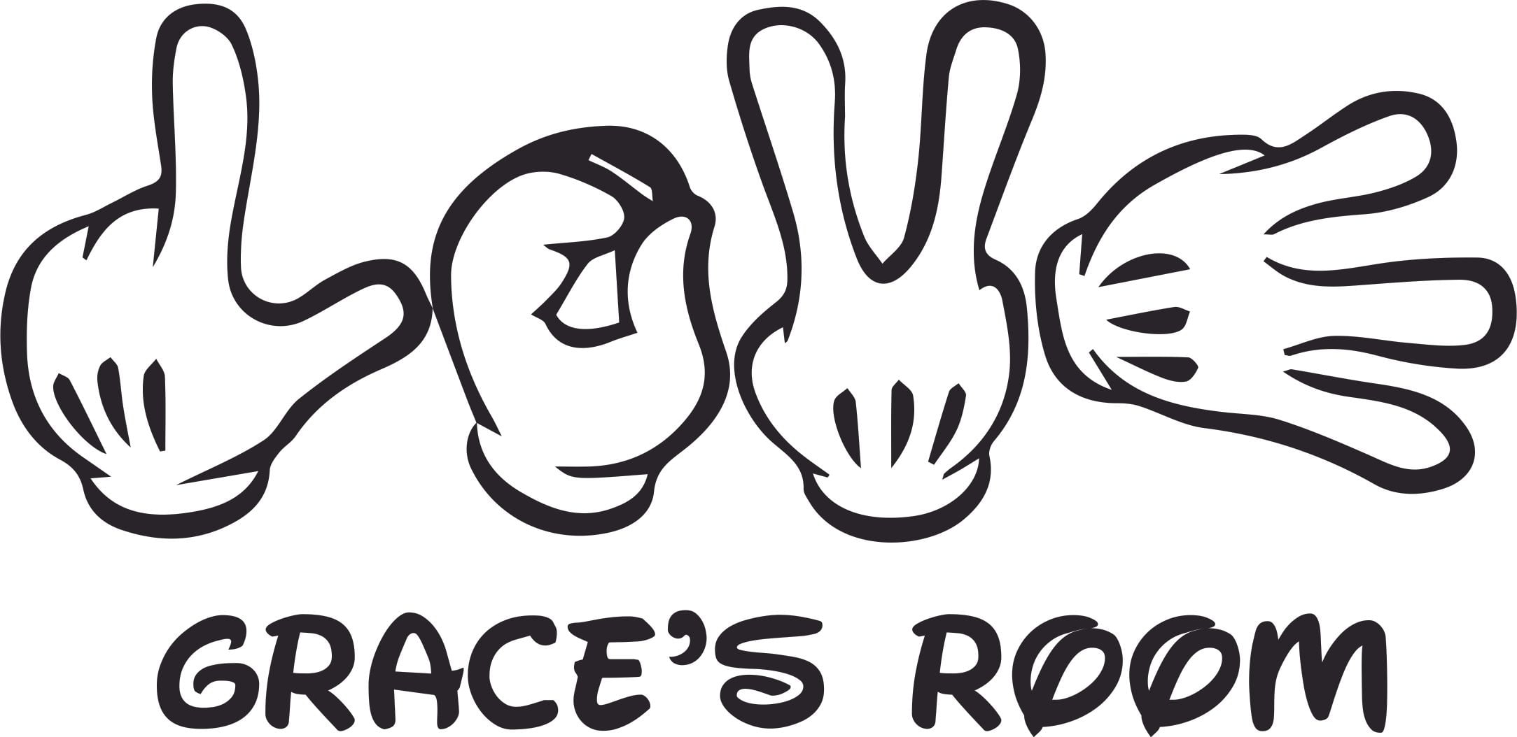 Love with Hands Vinyl Mural Customized Name Wall Decal Custom Vinyl