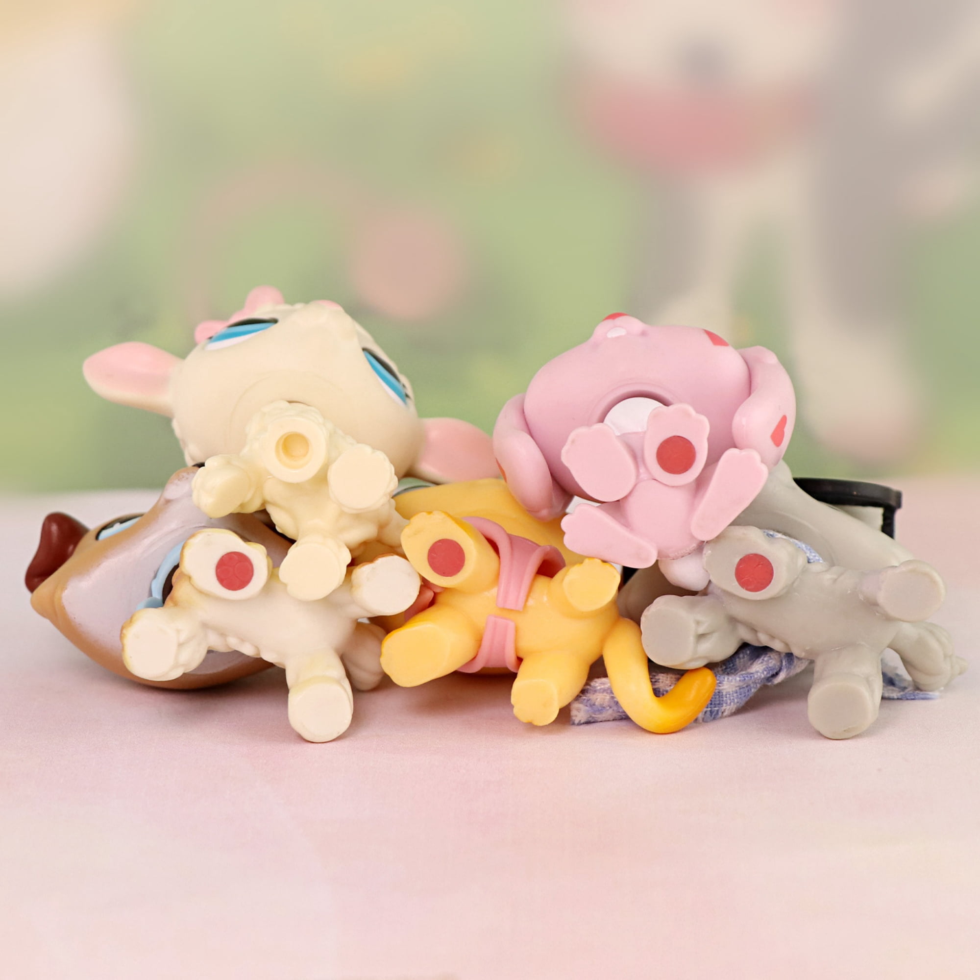 5pcs Mini Pet Toys Bunny Rabbit Collie Short Hair Cat Lamb Sheep with Accessories
