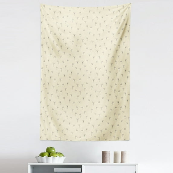 Floral Tapestry, Flowers on Pastel Colored Background Pollination in the Spring Season, Fabric Wall Hanging Decor for Bedroom Living Room Dorm, 5 Sizes, Cream Coral and Grey, by Ambesonne