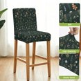 thumbnail image 4 of Dark Green Botanical Wildflowers Bar Stool Covers - Stretch Dining Chair Covers Set of 2, Rustic Floral Bar Chair Cover Removable Counter Stool Pub Chairs Slipcovers Protectors for Kitchen/Cafe, 4 of 9