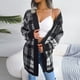 thumbnail image 5 of Puntoco Moda Mujer Otoño Invierno Color Sólido Enrejado Manga Larga Cardigan Suéter Chaqueta Tops Rollbacks Puntoco Puntoco-3742, 5 of 8