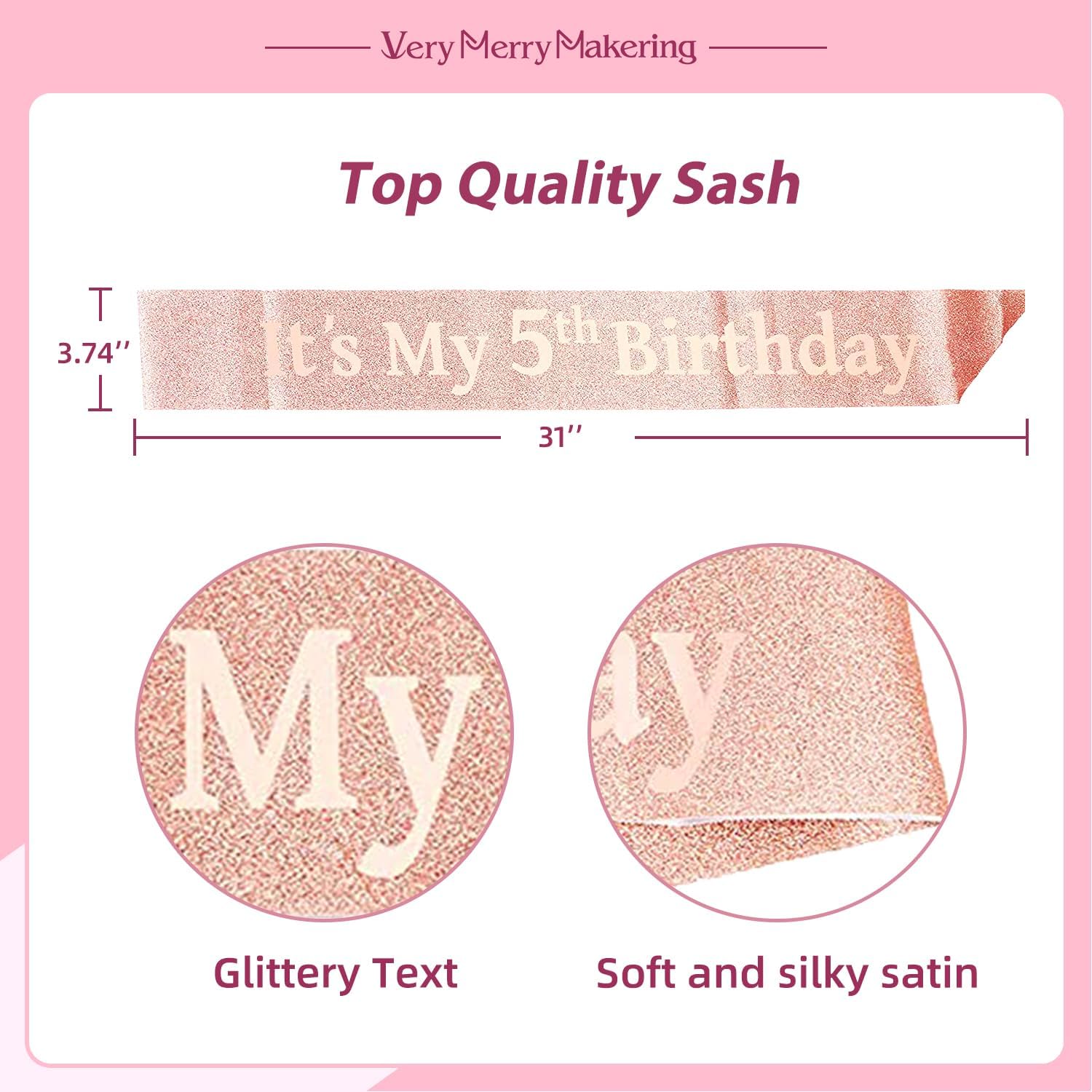 5. Geburtstagsschärpe & Tiara Set Für Mädchen – Rose Gold, Mit "5 & Fabulous" Aufdruck, Inkl. Cupcake-Topper
