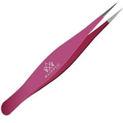 Majestic Bombay Pointy Slanted Tweezers for Women Sharp Tweezers for Hair Removal, Black, 2 Pack