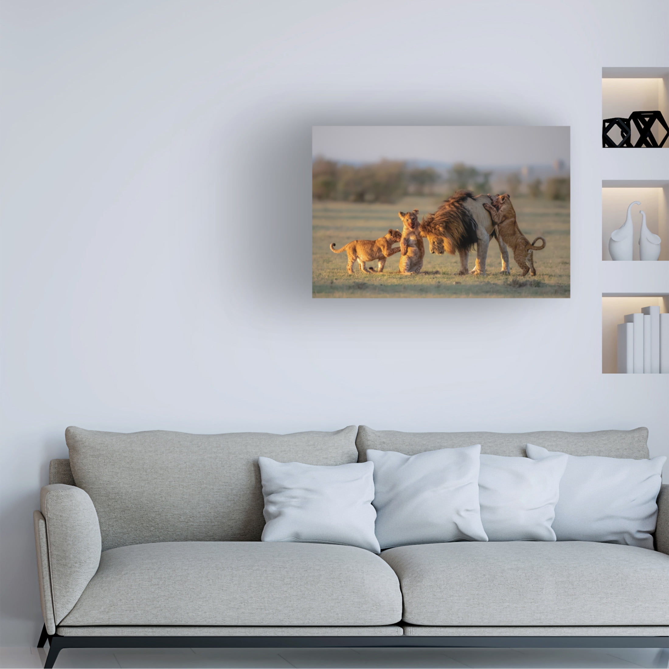 Canvas Wall Art - Min Li 'Dad And Kids' Wall Art for Living Room, Bedroom, or Office Décor by Trademark Fine Art - 24 x 16 Inches