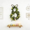 thumbnail image 5 of Easter Bunny Shaped Wreath 11.8 x 7.9 Inch for Front Door Hanging Window Display, Green Leaves Bow and Rabbit Ears Spring Decoration, Plastic Wreath for Indoor Outdoor, 5 of 6
