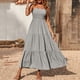 thumbnail image 5 of Vestidos Para Mujer Vestido Maxi Vestido Bohemio Correa Escalonada Playa Larga Sol Sin Mangas Vestido Sólido Odeerbi  ODB171417, 5 of 8