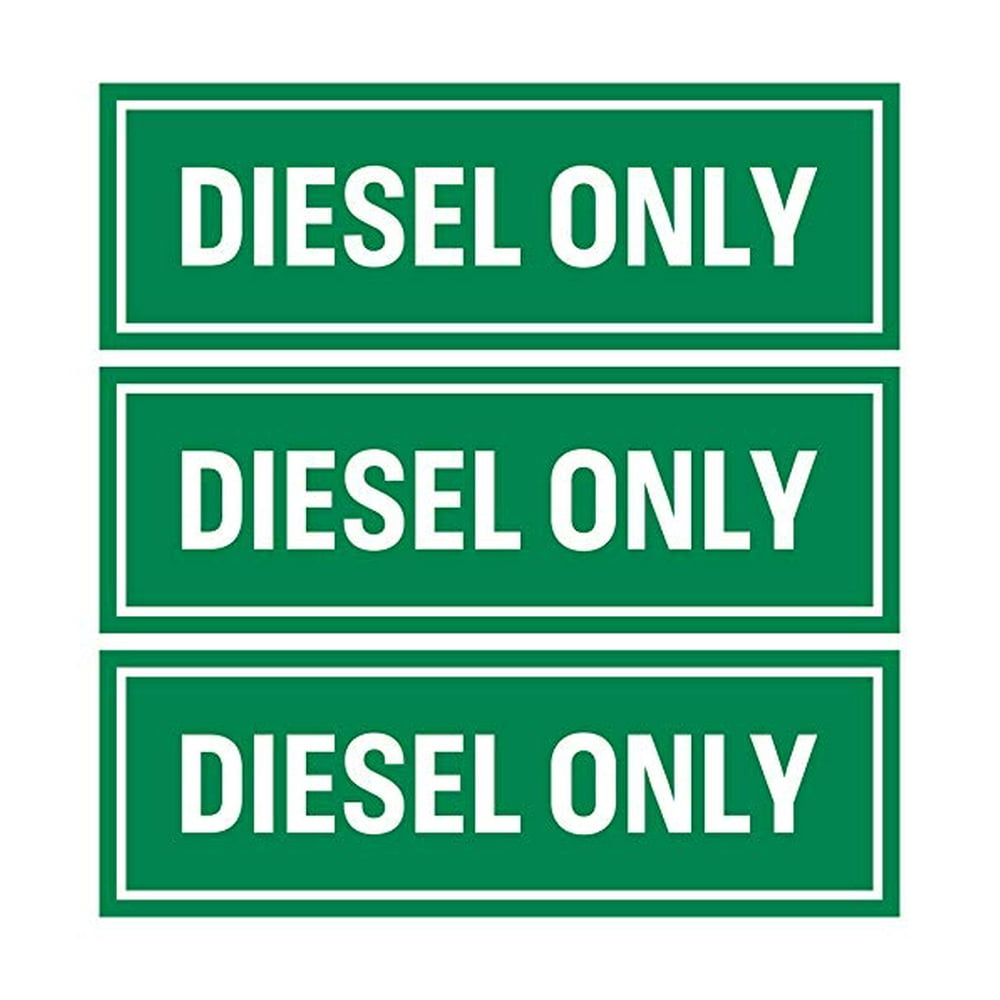 Diesel Only Sticker Sign (Pack of 3) Adhesive Fuel Decal for Trucks