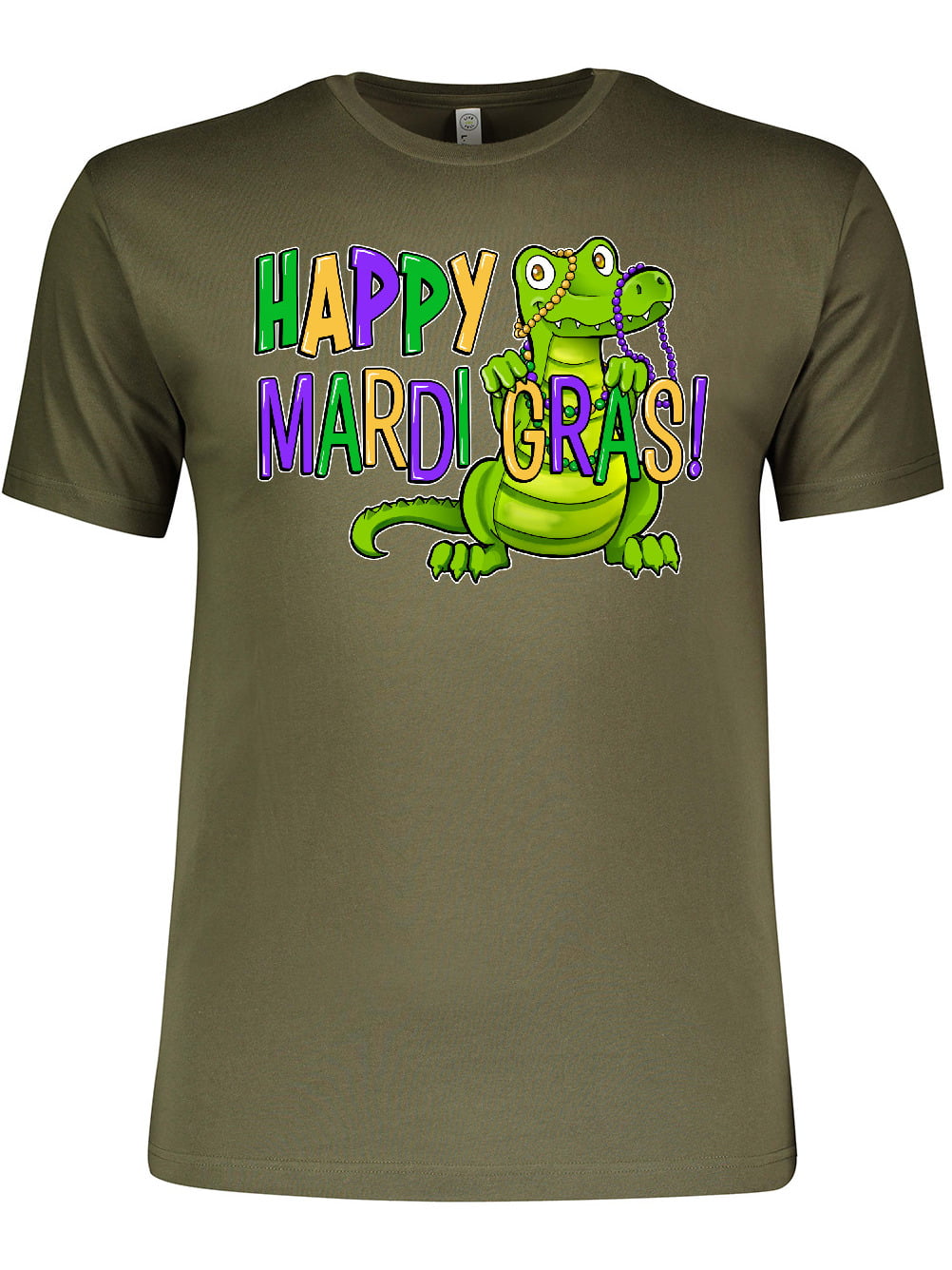 INKtastic - Inktastic Happy Mardi Gras Cute Alligator with Beads Adult ...