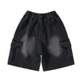 thumbnail image 4 of Caixia Boys Baggy Jorts Wide Leg Y2K Jean Shorts | Elastic Waist, Deep Pockets, Knee Length, Loose Fit, Vintage Streetwear, 4 of 7