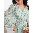 thumbnail image 5 of Mint Green Embroidered Floral V-Neck Long Sleeve Maxi Dress For Women, 5 of 7