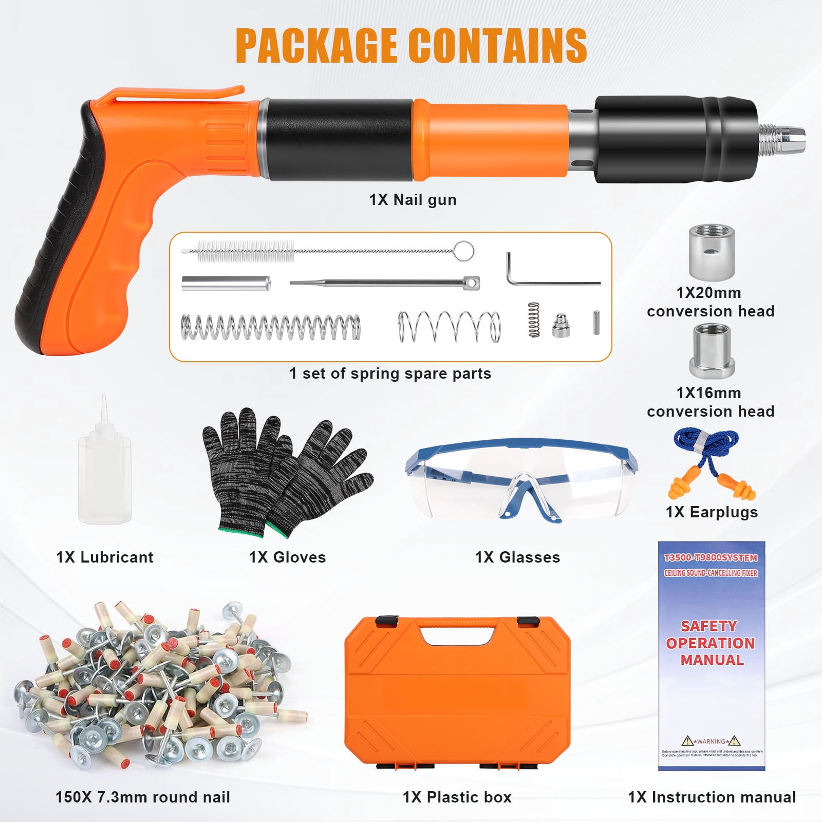 VIVIHEYDAY Mini Nail Gun Set, Portable Manual Fastening Tool, 5 Speed Adjustment, 150Pcs 7.3mm Round Nails