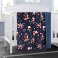 thumbnail image 3 of BORITAR Sunflower Toddler Blanket, Super Soft Double Layer Minky, Dark Blue Floral Print, 30x40 Inch, 3 of 7