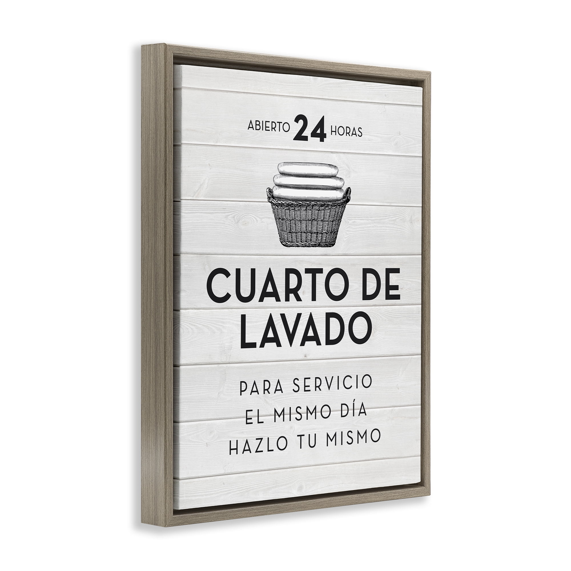Stupell Industries Publicidad Día de Lavandería, Blanco Bath & Laundry Painting Brown Floater Framed Art Print Wall Art, 25 x 31