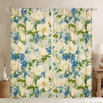 Feelyou Spring Flower Floral Blackout Curtains Set of 2 (52x84 Each), Retro Plant Botanical Window Curtains, Teens Girl Women Curtains and Drapes, Window Curtains Decor