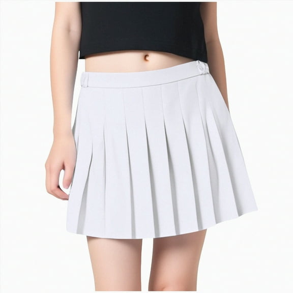 Leey-World Girls Tennis Skirt Plaid Mini Skirt with Shorts Girl Uniform School Pleated Skirt Skater Skort Skirts for Girls White,12-13 Years