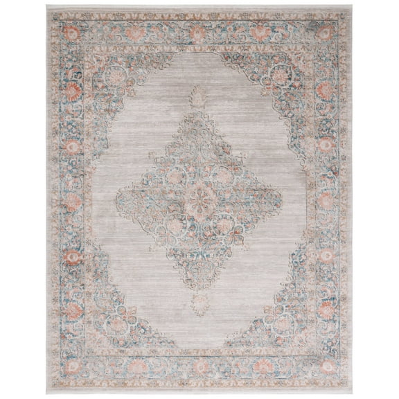 SAFAVIEH Shivan Quinlan Traditional Distressed Area Rug, Grey/Rose, 10' x 14'