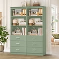 thumbnail image 3 of Homfa 71" Tall Bookcases with 3 Large Drawers, 3 Tier Wooden Storage Bookshelf for Living Room Home Office, Green, 3 of 7