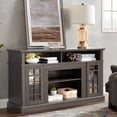 thumbnail image 3 of PAPROOS TV Stand for 65 Inch TV, Farmhouse Entertainment Center with 2 Doors & Adjustable Shelves, TV Console Table Media Console Cabinet for Living Room, Dark Gray, 3 of 9