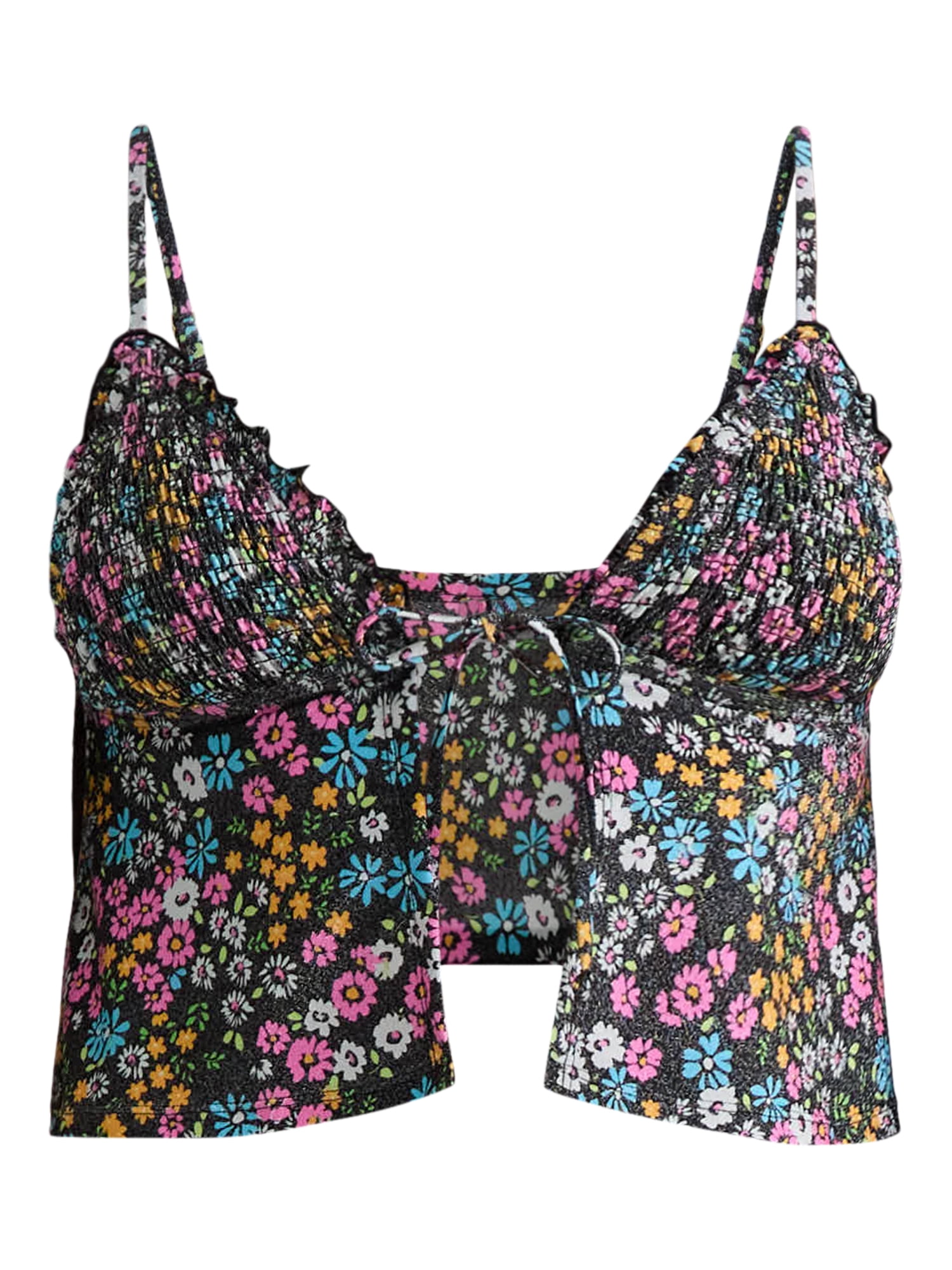 Celebrity Pink Women’s Print Smocked Flyaway Tankini Top, Sizes XS-XXL