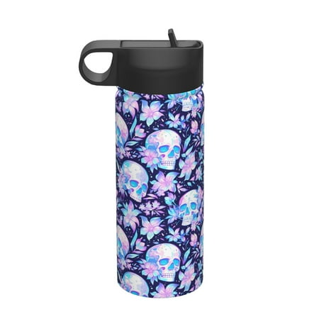 

Susaid crystal Skull flower leaf Print 18oz Sports Insulated Kettle Stainless Steel Water Bottle For Running Hiking Cycling Climbing