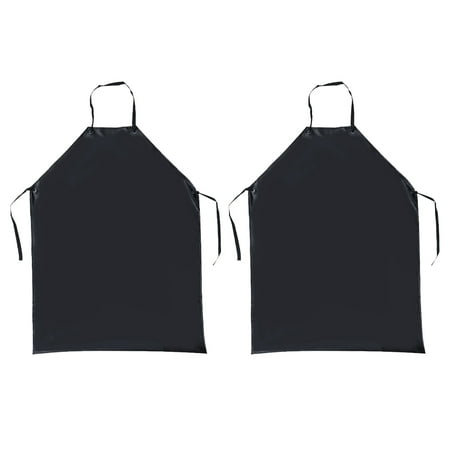 

2PCS Waterproof Greaseproof Apron Unisex Acid-resistant Alkali-resistant Heavy Duty Apron for Butchers Kitchen (Black)